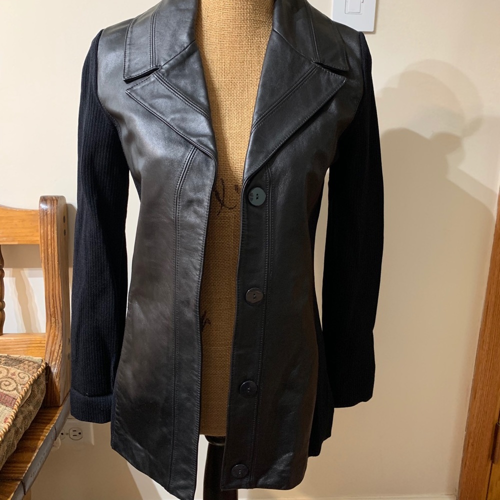 Dana Buchman Leather and Fabric Jacket